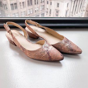 Brown Snakeskin Naturalizer Slingbacks, Size 8
